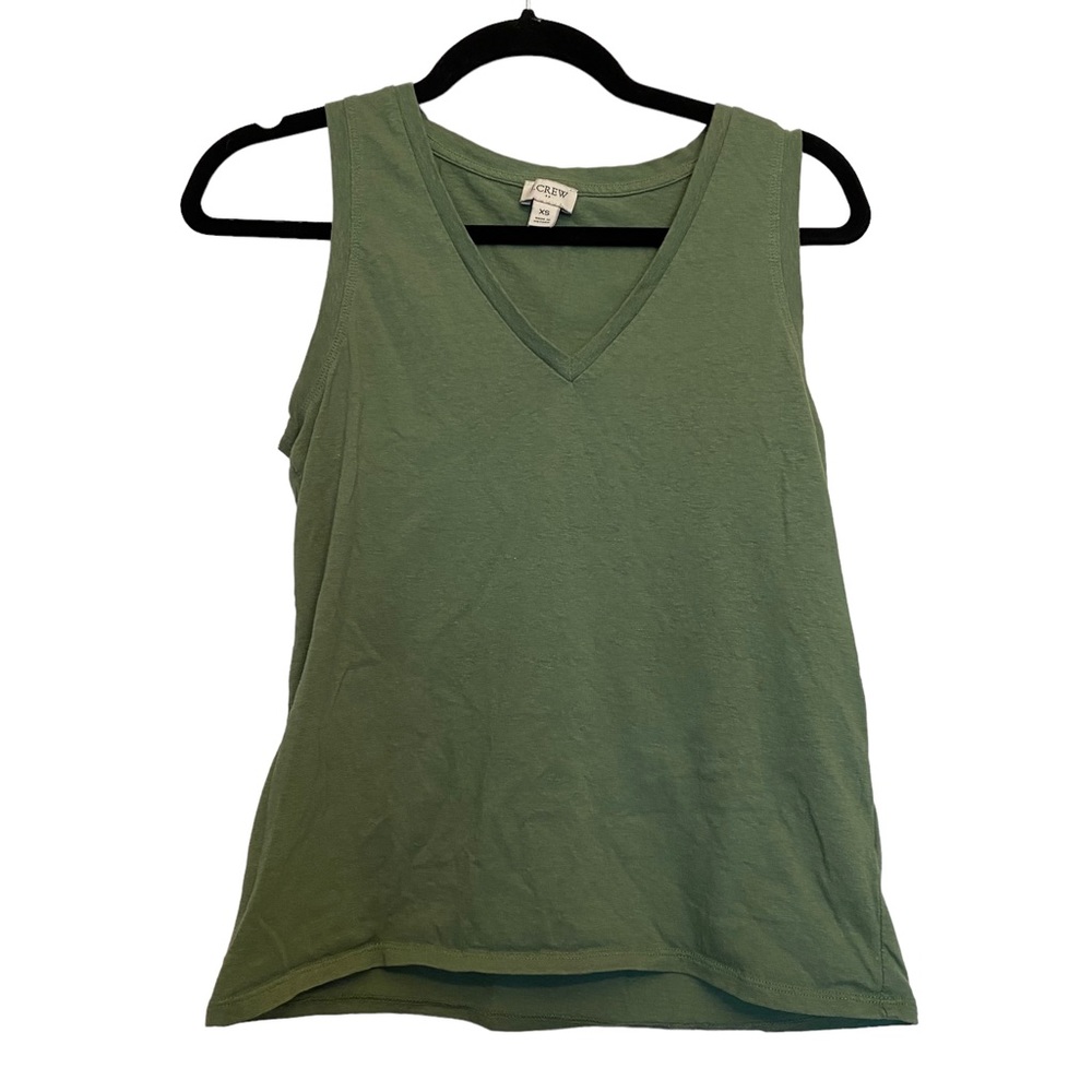 J. Crew green V-neck tank top